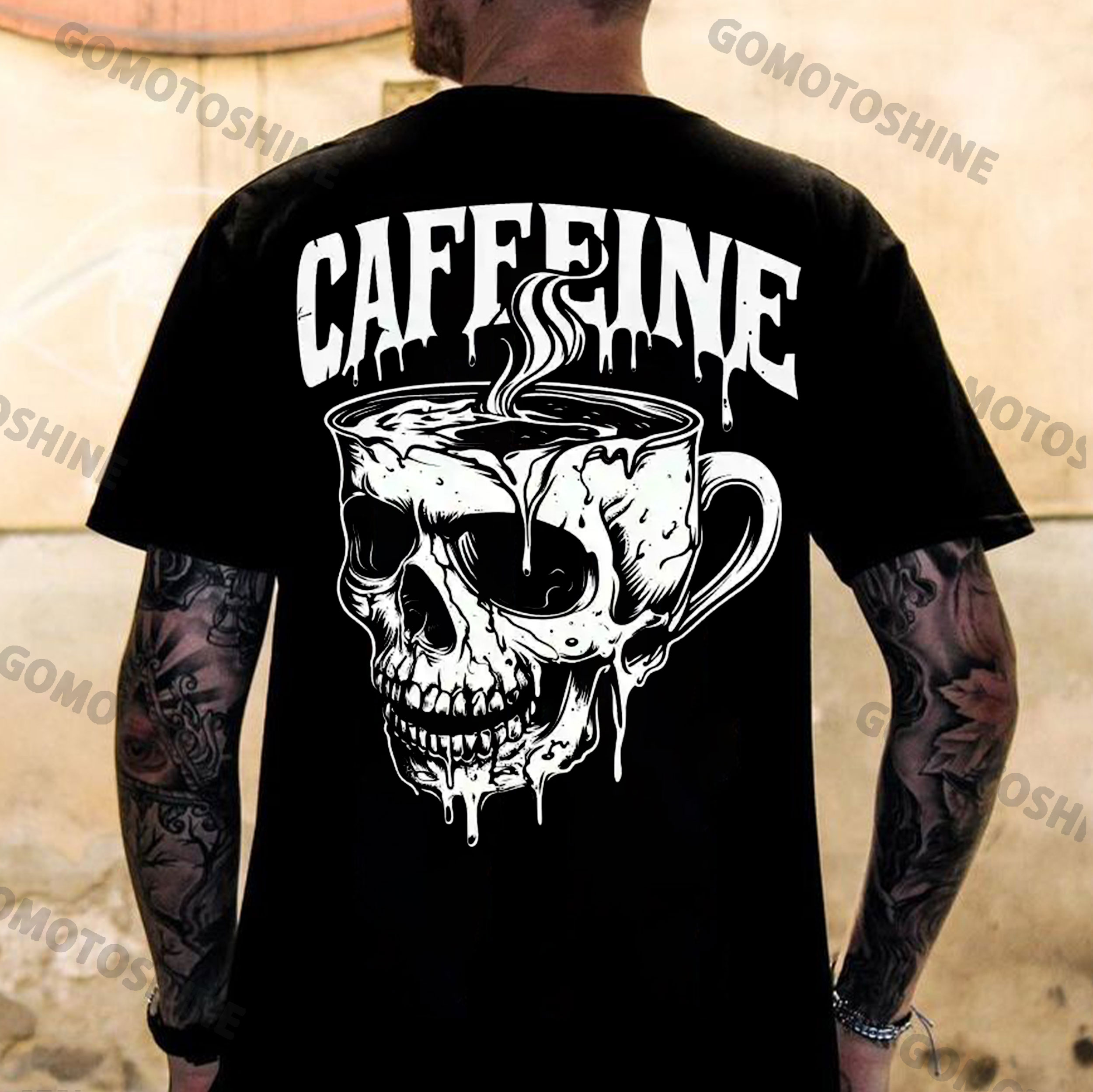 CAFFENINE Skull Coffee Print Men's T-Shirt