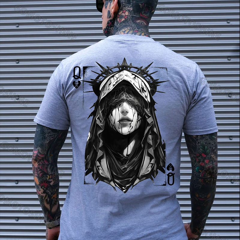 POKER Q Bleeding Nun Print Men's T-Shirt