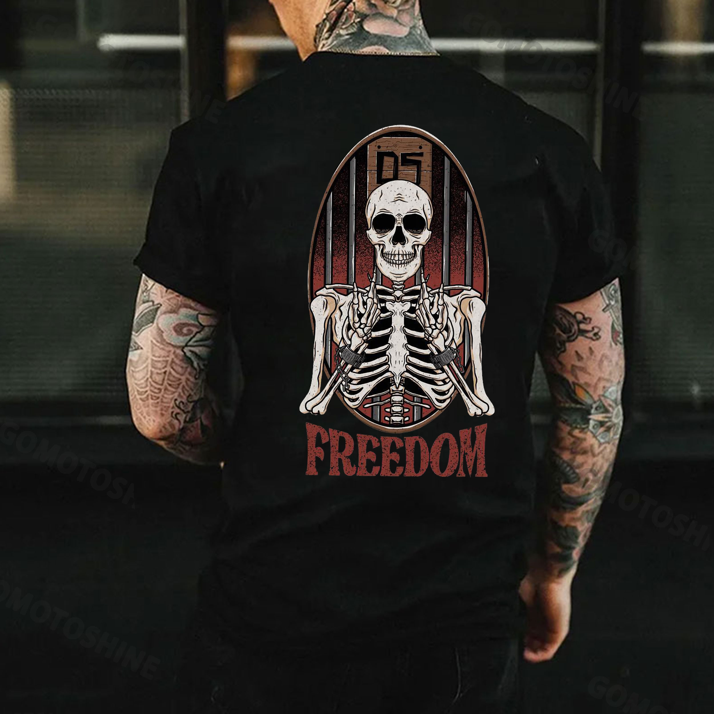 FREEDOM Skeleton Print Men's T-Shirt