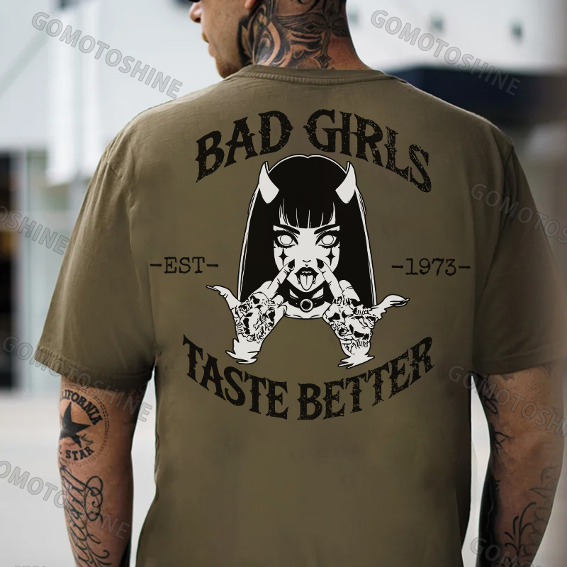 BAD GIRLS TASTE BETTER Defiant Devil Girl Print Men's T-Shirt