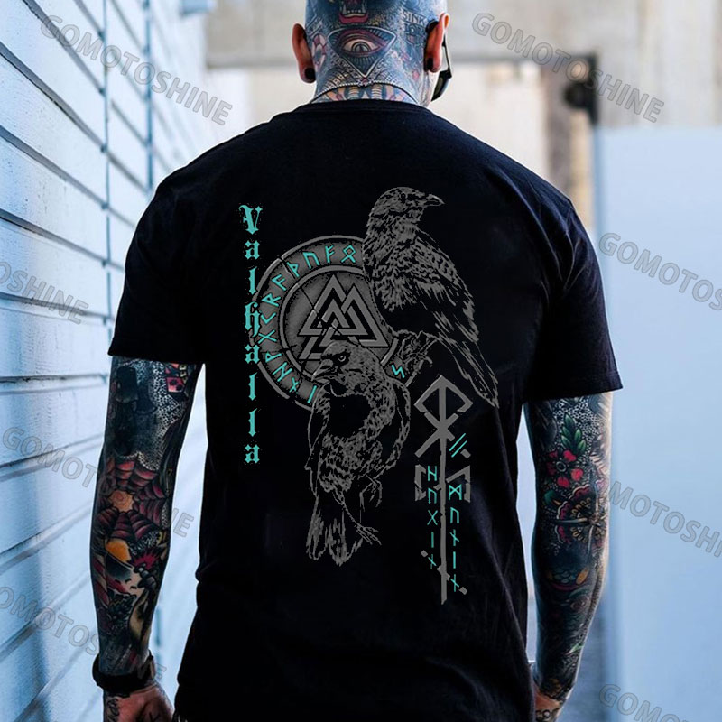 VALHALLA Runes Crow Print Men's T-Shirt