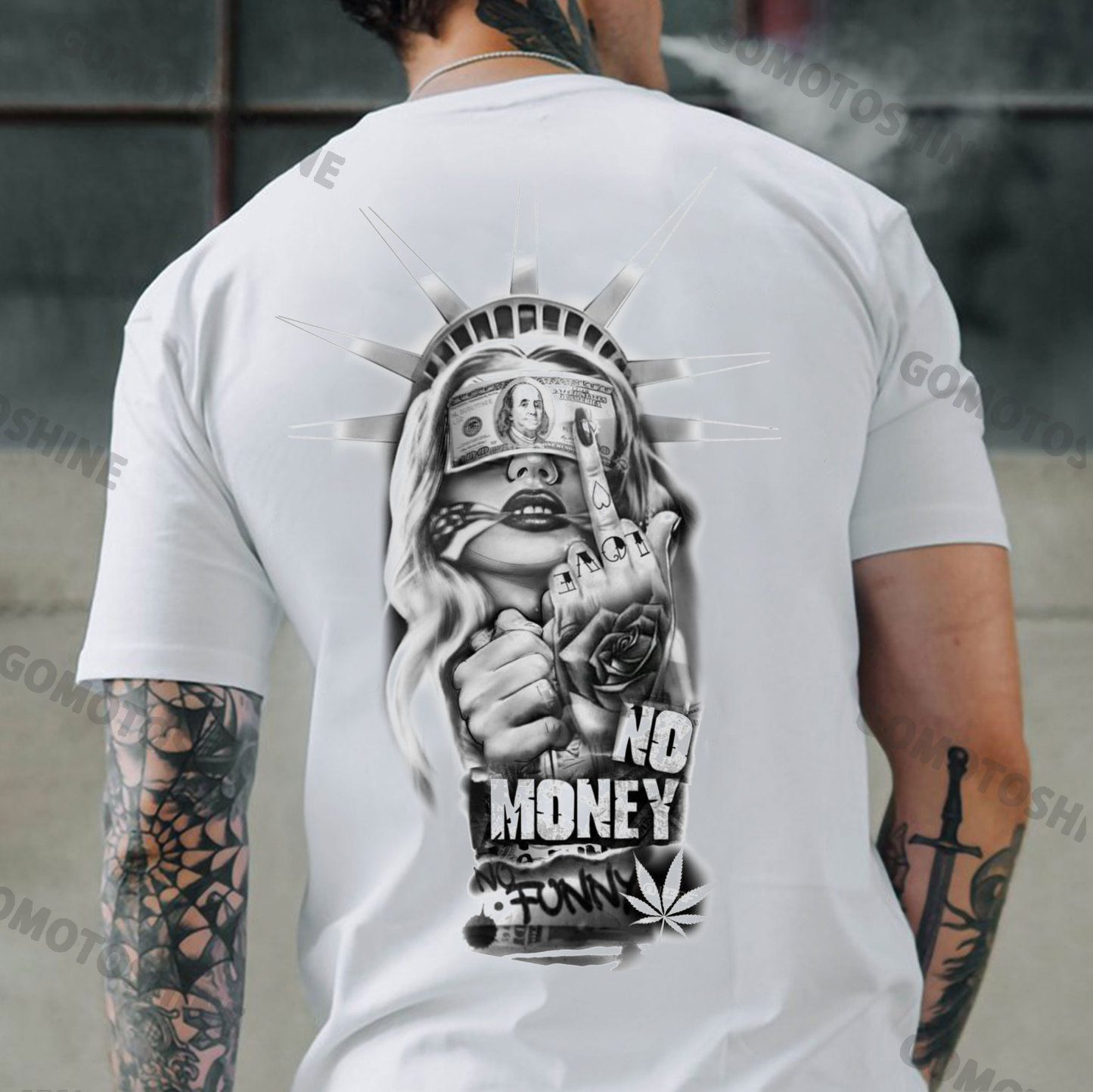 NO MONEY ON FUNNY Defiant Money Lady Print Men's T-Shirt