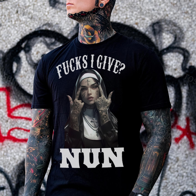 FUCKS I GIVE NUN Defiant Nun Print Men's T-Shirt