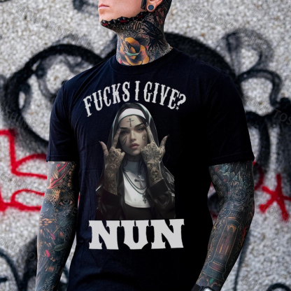 FUCKS I GIVE NUN Defiant Nun Print Men's T-Shirt