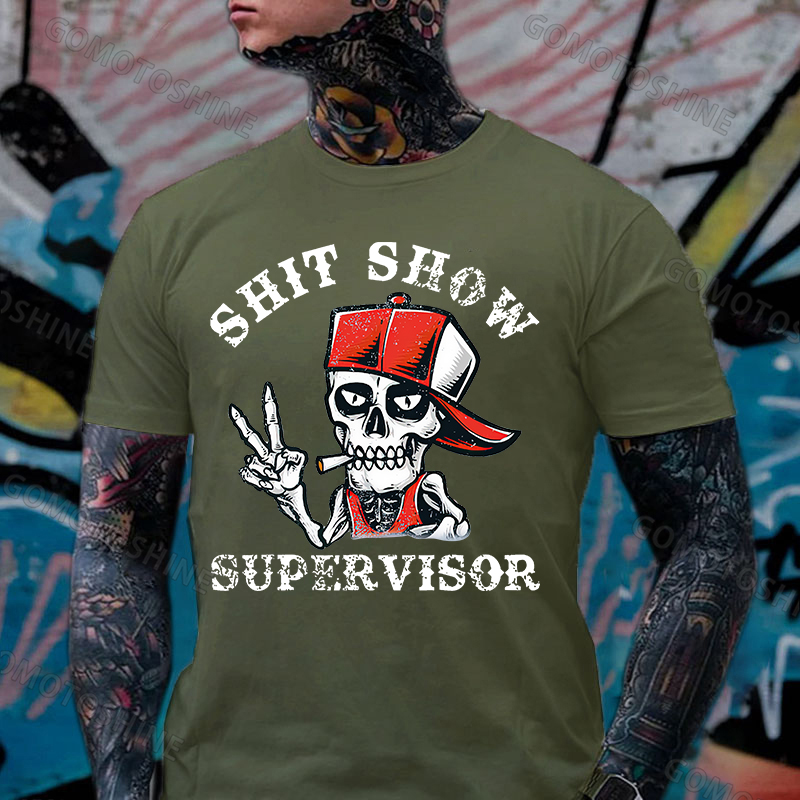 SHIT SHOW SUPERVISOR Skull Print Men's T-Shirt