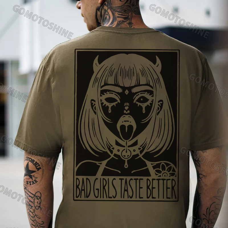 BAD GIRLS TASTE BETTER Devil Girl Print Men's T-Shirt