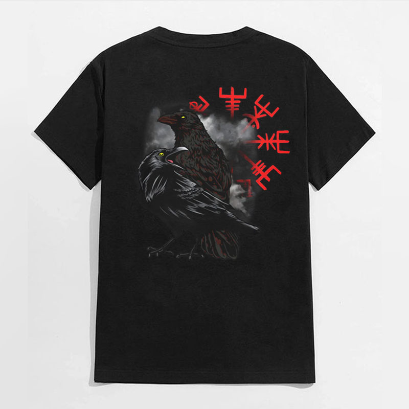 Rune Crow Black Print T-shirt