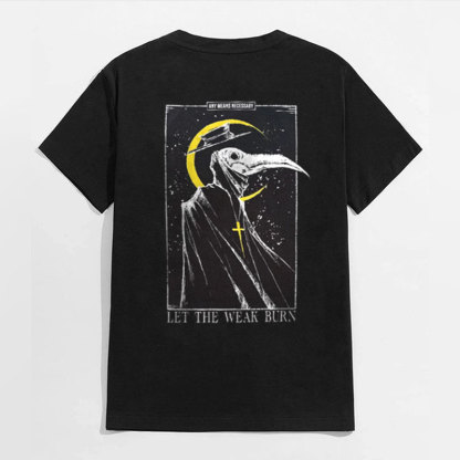 LET THE WEAK BURN Doctor Crow Black Print T-shirt