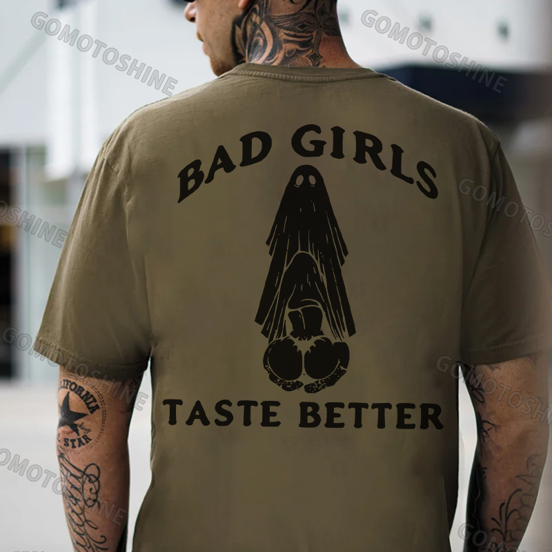 BAD GIRLS TASTE BETTER Naughty Ghost Oral Sex Print Men's T-Shirt