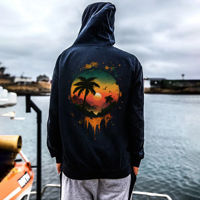 Holiday Paradise Black Print Hoodie