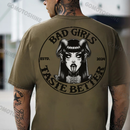 BAD GIRLS TASTE BETTER Devil Girl Print Men's T-Shirt