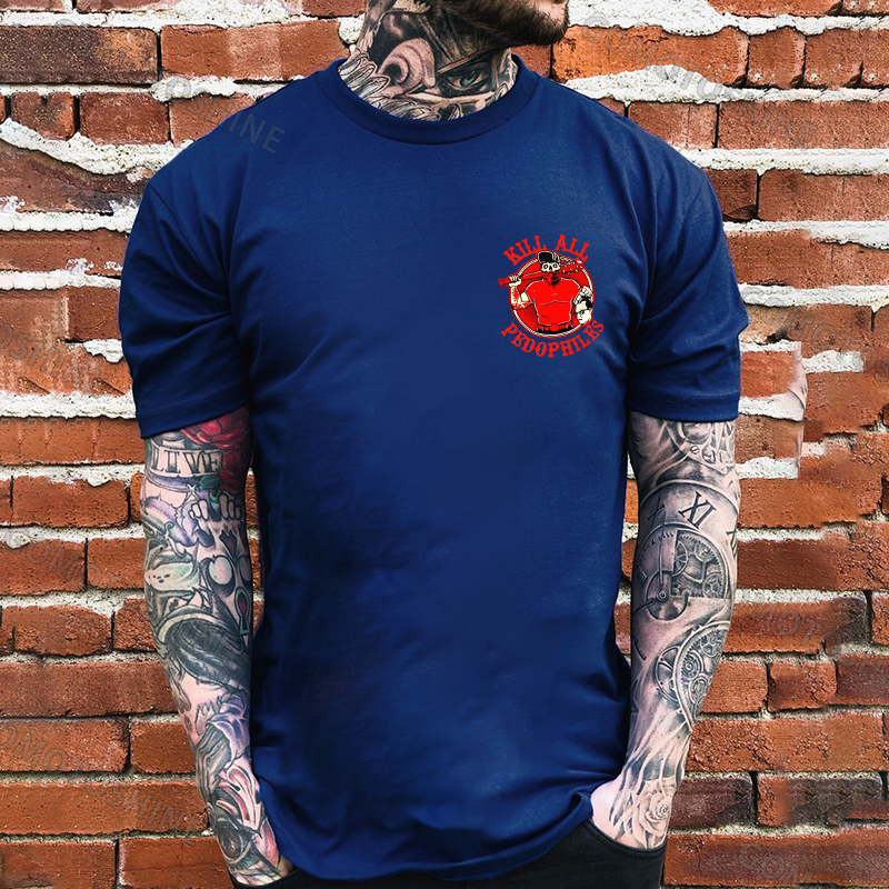 KILL ALL PEDOPHILES Practical Action Black Print T-shirt