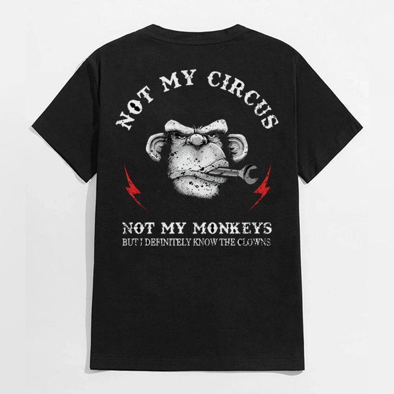 NOT MY CIRCUS NOT MY MONKEY Black Print T-shirt