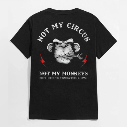 NOT MY CIRCUS NOT MY MONKEY Black Print T-shirt