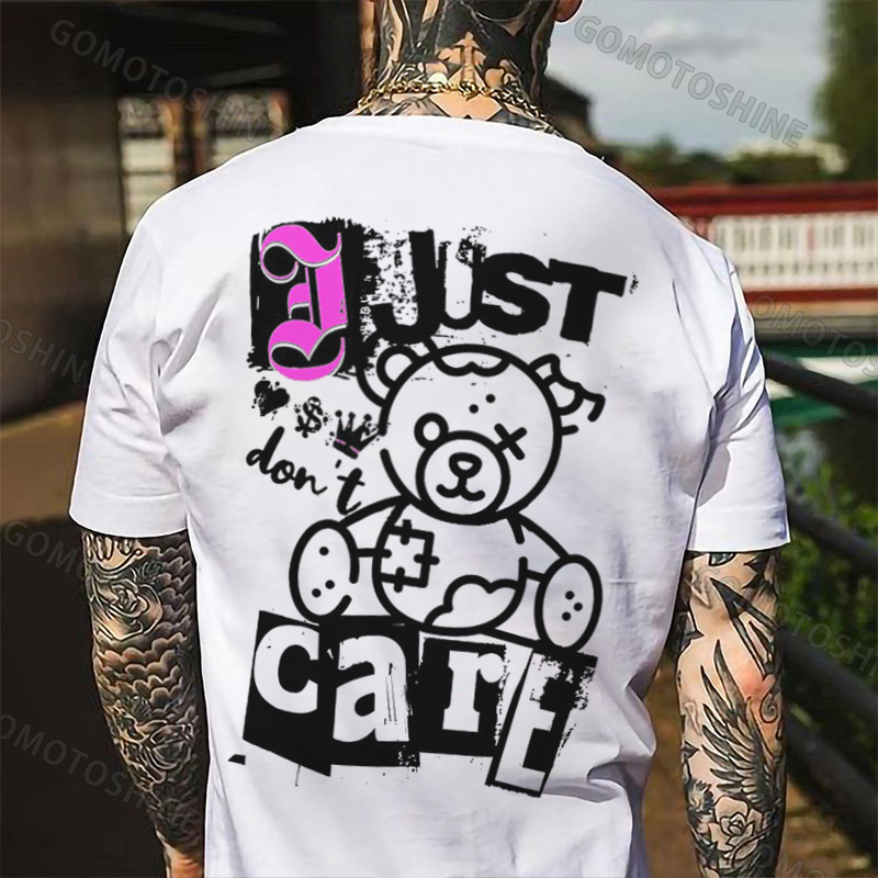Just Don't Care Bear Doll Print Men's T-Shirt