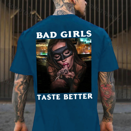 BAD GIRLS TASTE BETTER Suck Finger Lady Print Men's T-Shirt