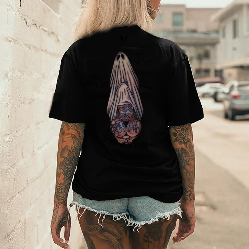 Oral Sex With Tattooed Ghost Print Women's T-shirt