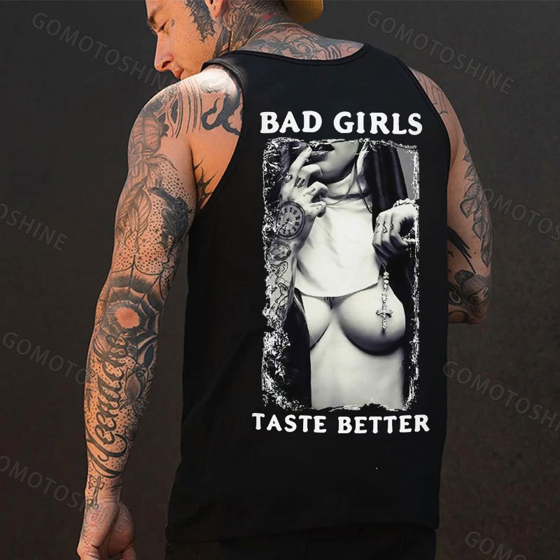 BAD GIRLS TASTE BETTER Sexy Naked Nun Print Men's Vest