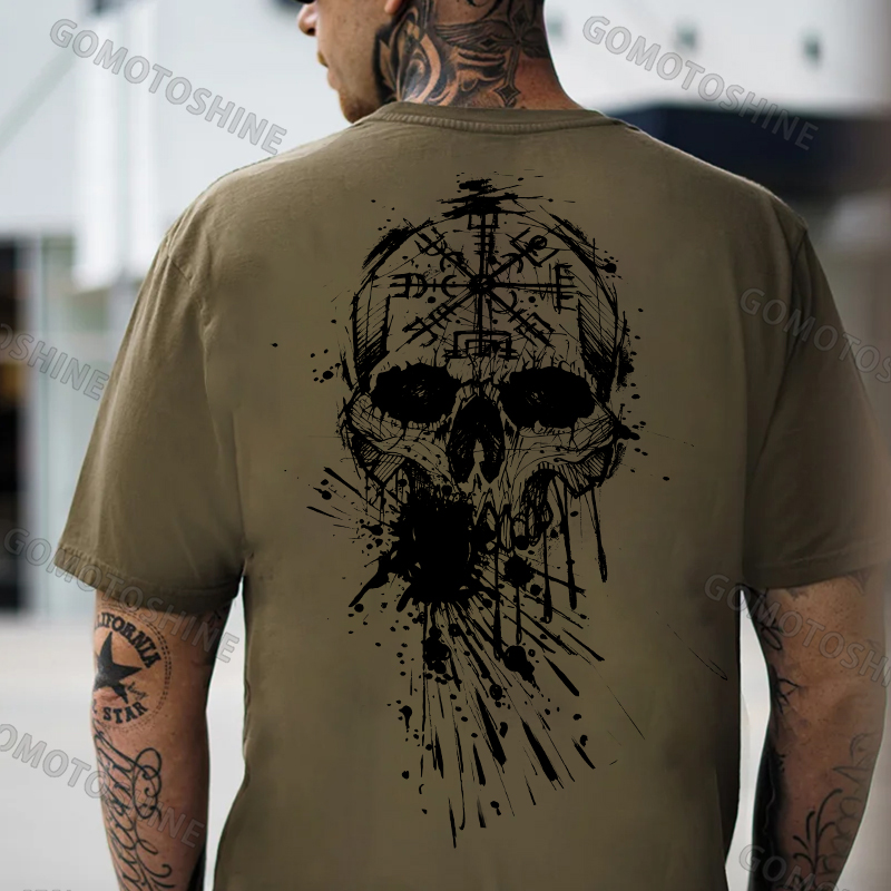 Runes Skull Print Men's T-Shirt
