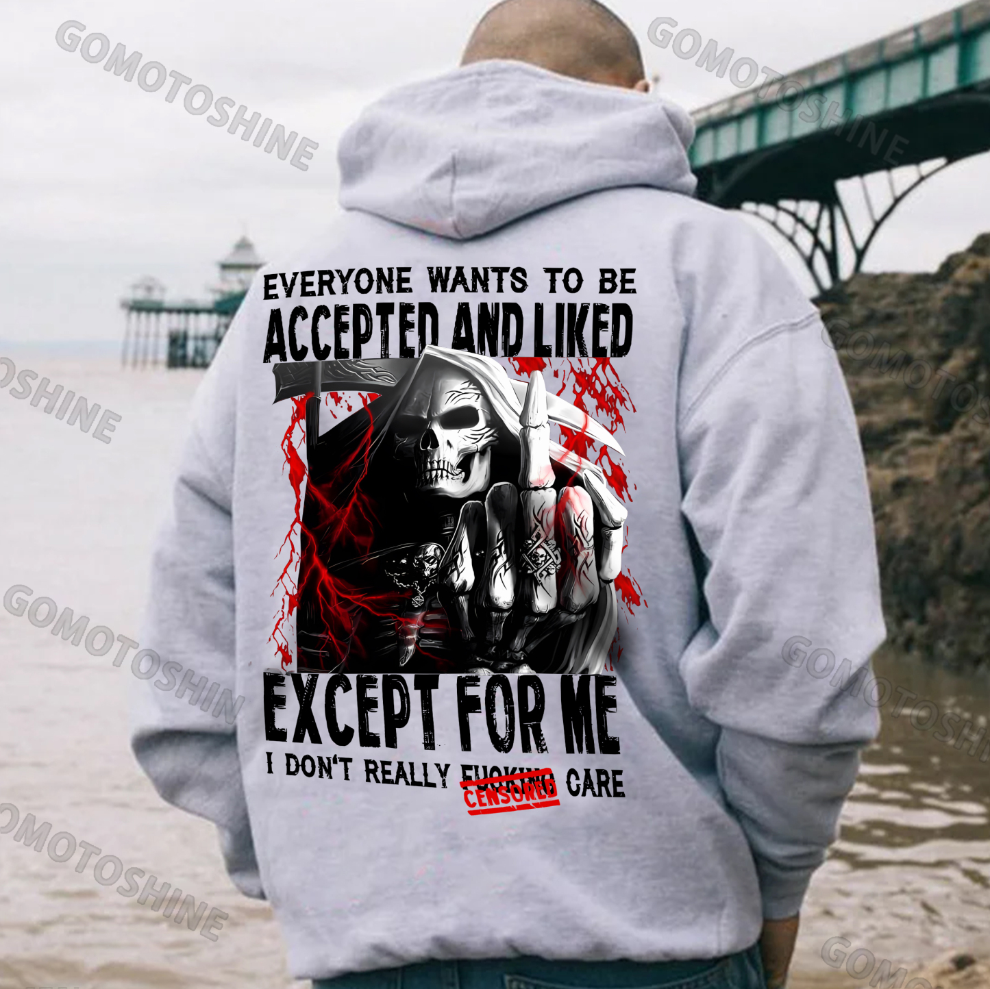 EVERYONE WANTS TO BE ACCEPTED AND LIKED EXCEPT FOR ME Defiant Skeleton Print Men's Hoodie