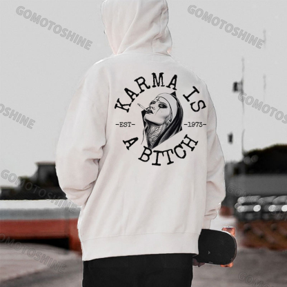 KARMA IS A BITCH Smoking Nun Print Men's Hoodie