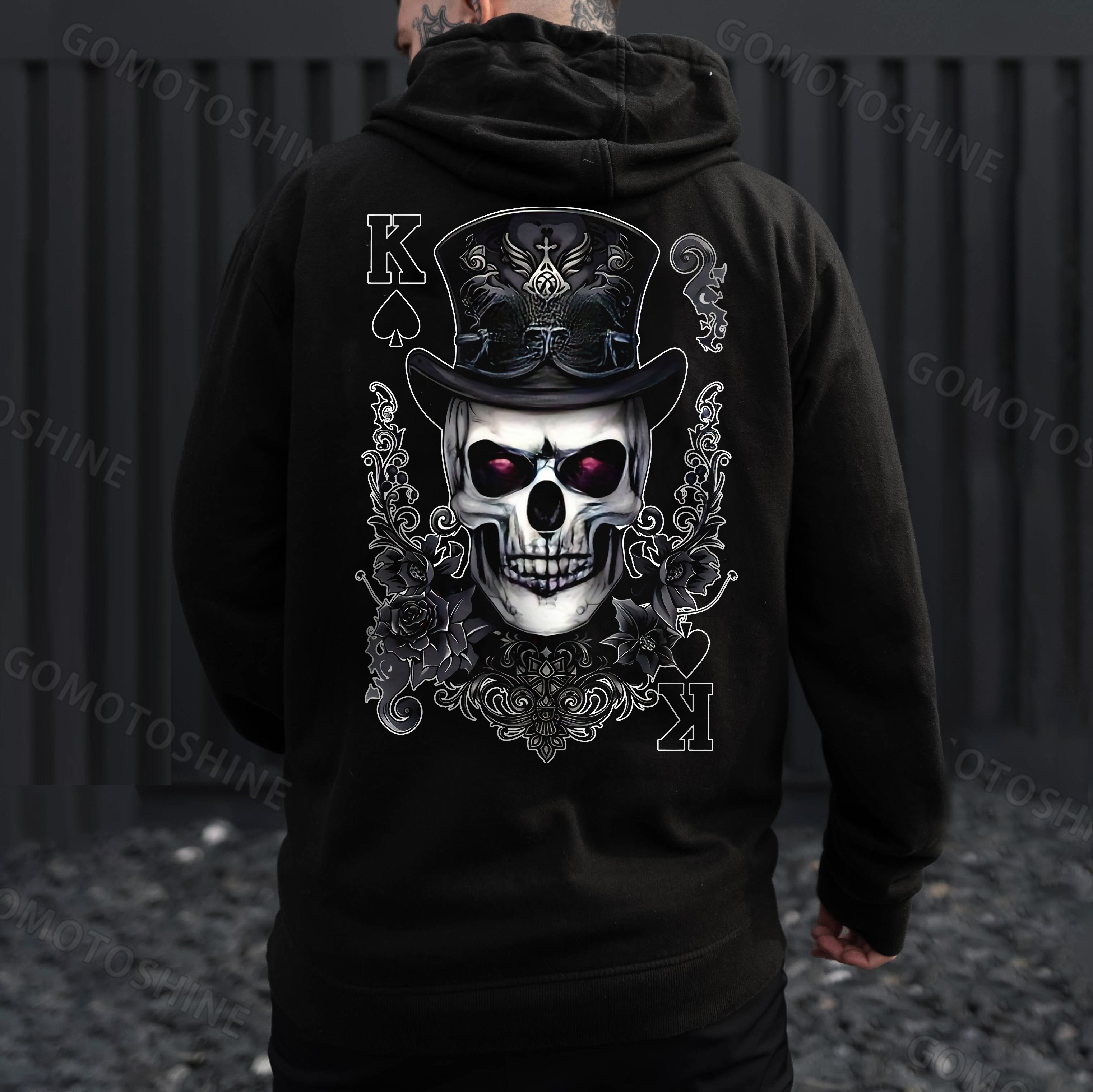 POKER K Spades Magician Skull Print Men's Hoodie