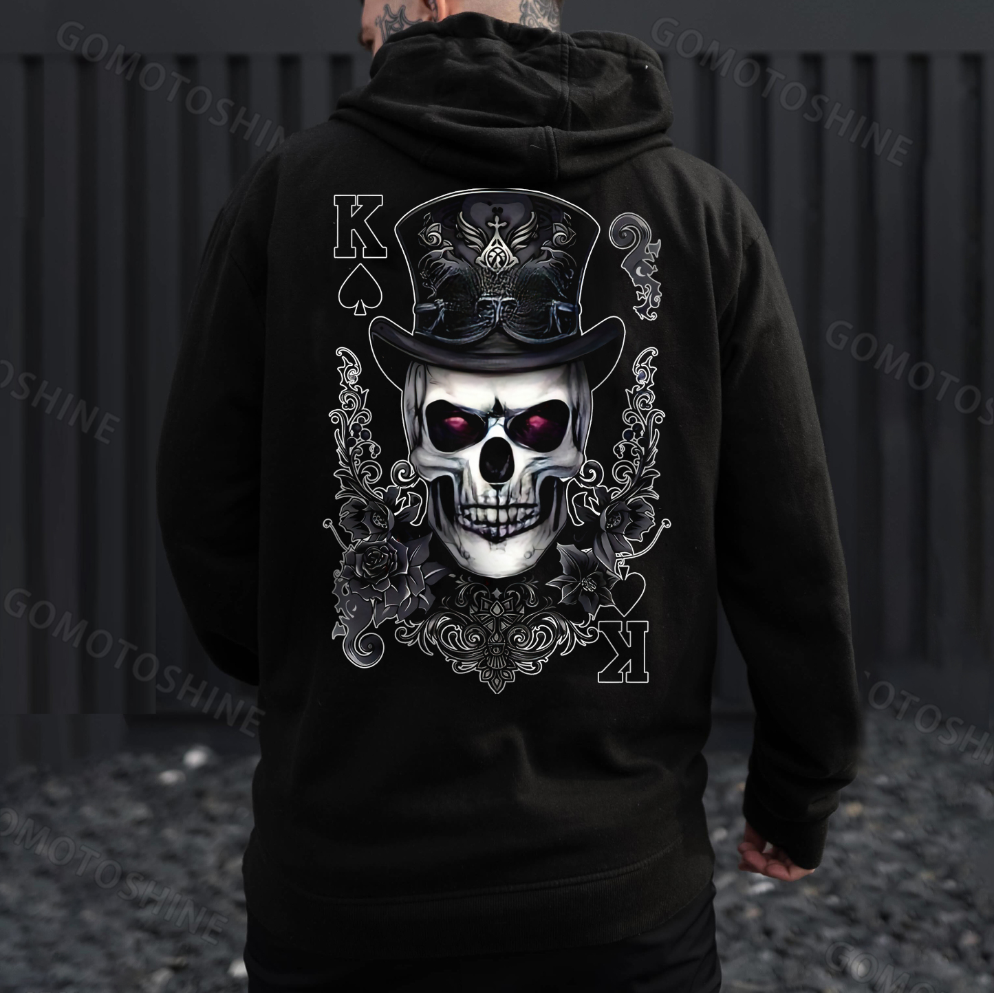 POKER K Spades Magician Skull Print Men's Hoodie