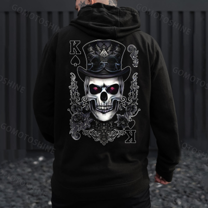 POKER K Spades Magician Skull Print Men's Hoodie