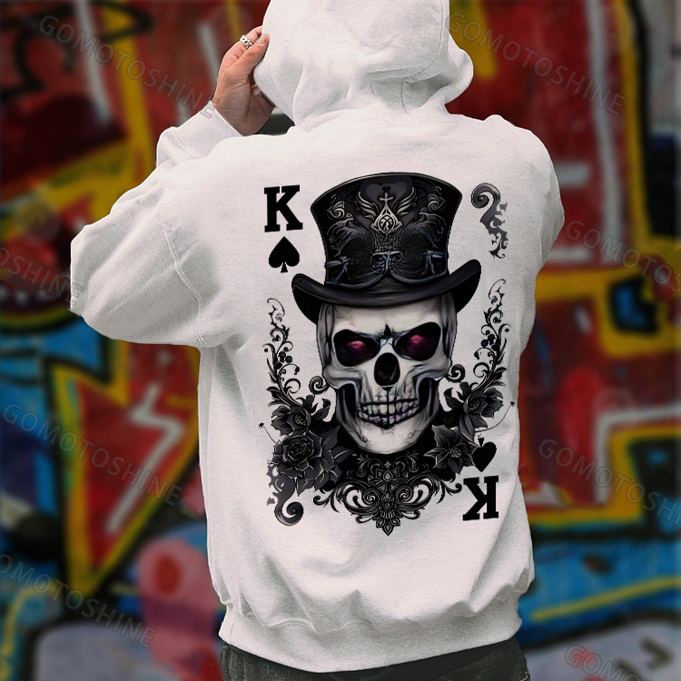 POKER K Spades Magician Skull Print Men's Hoodie