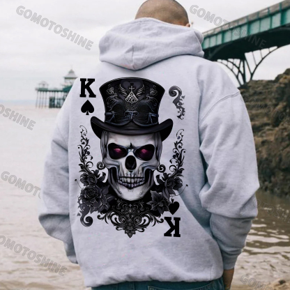POKER K Spades Magician Skull Print Men's Hoodie