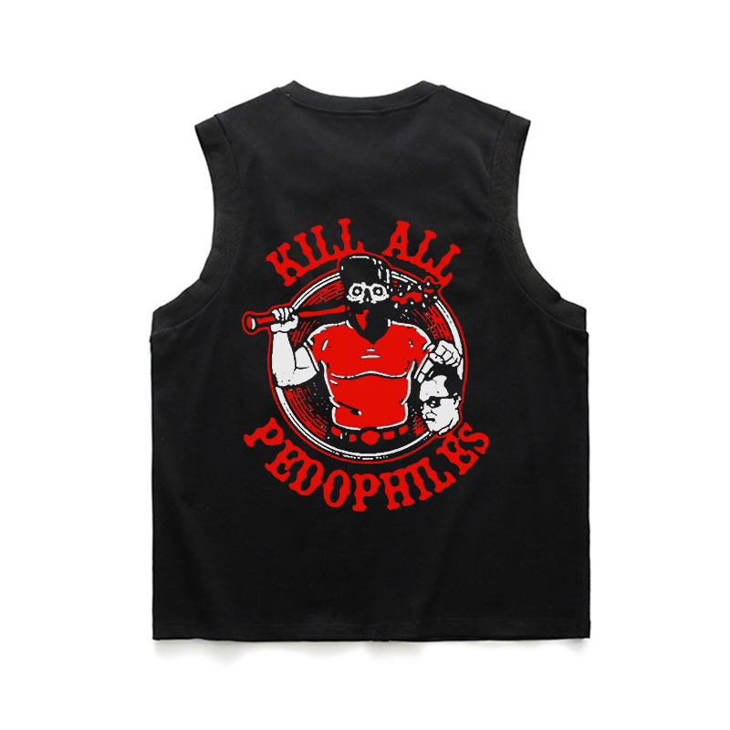 KILL ALL PEDO Graphic Black Print Vest