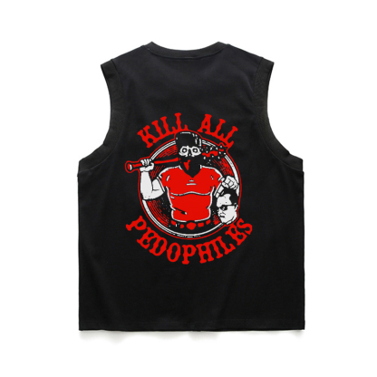 KILL ALL PEDO Graphic Black Print Vest