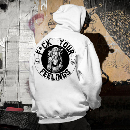 FUCK YOUR FEELINGS Smoking Nun Print Men's Hoodie