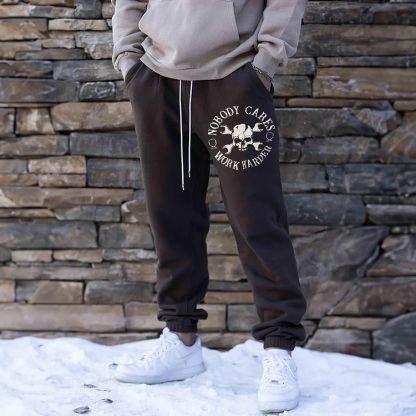 NOBODY CARES WORK HARDER Skull Men's Print Sweatpants