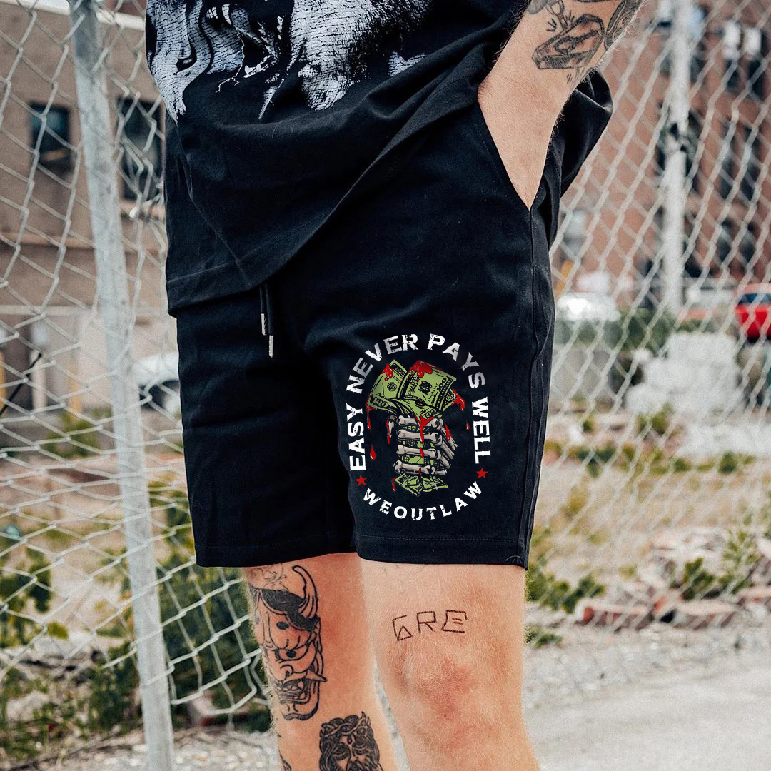 EASY NEVER PAYS WELL WEOUTLAW Black Print Shorts