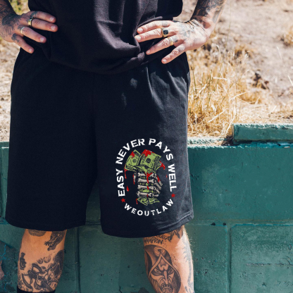 EASY NEVER PAYS WELL WEOUTLAW Black Print Shorts