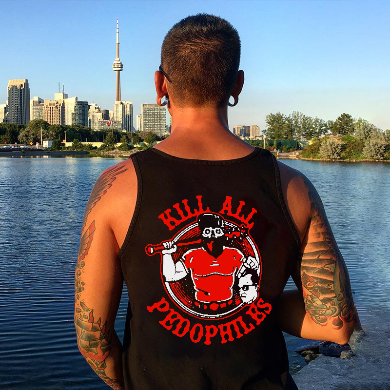 KILL ALL PEDO Graphic Black Print Vest