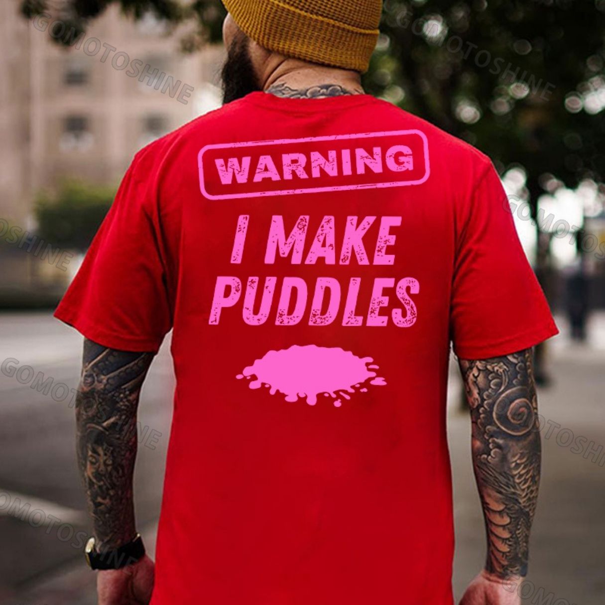 WARNING I MAKE PUDDLES Print Men's T-shirt