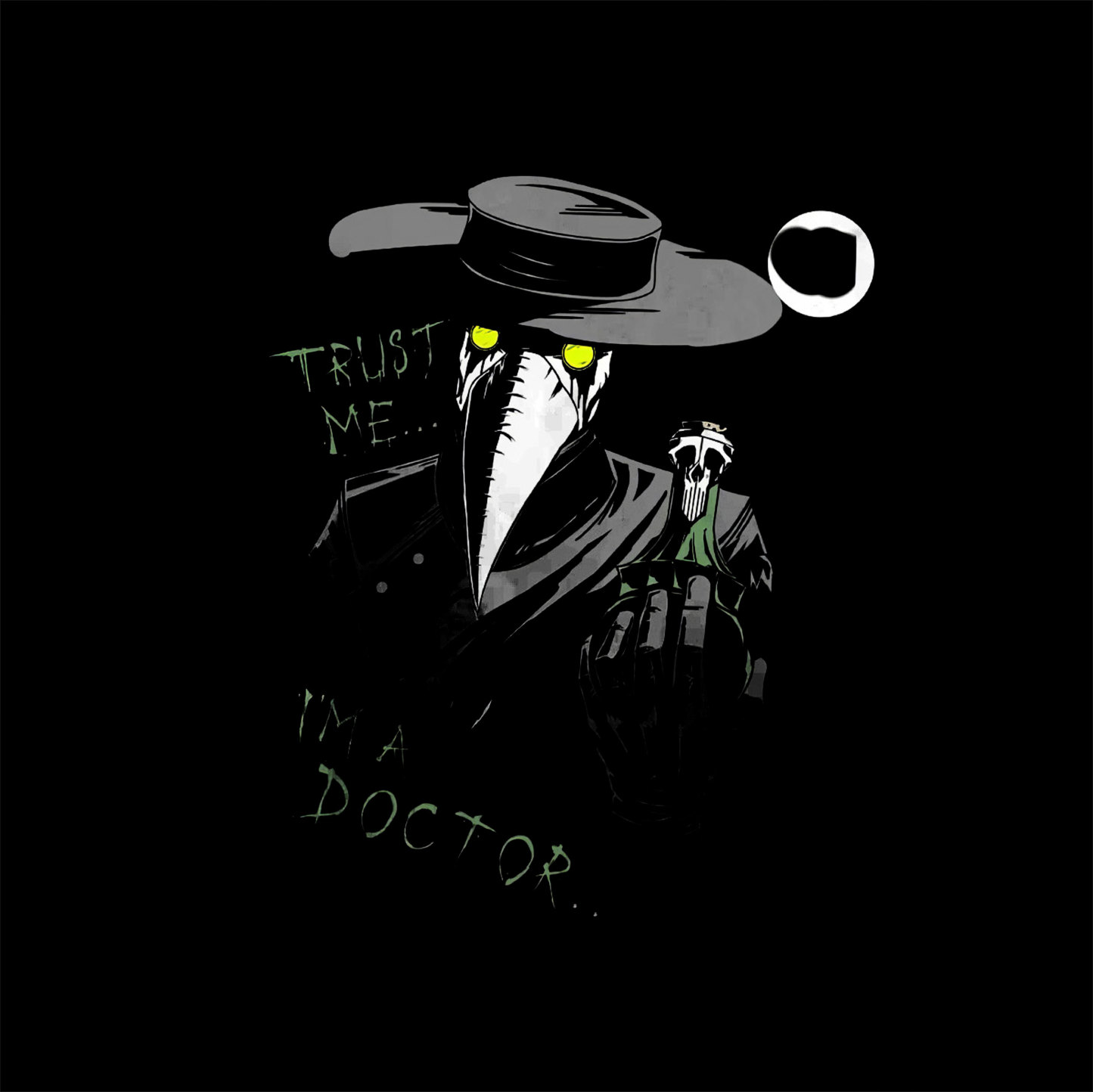 TRUST ME I'M A DOCTOR Crow Vintage Black Print T-Shirt