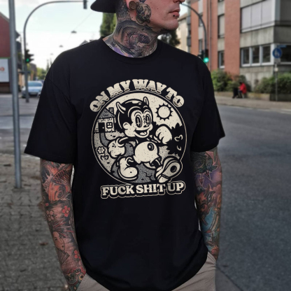 ON MY WAY TO FUCK SHIT UP Little Devil Print Men's T-shirt