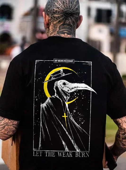 LET THE WEAK BURN Doctor Crow Black Print T-shirt