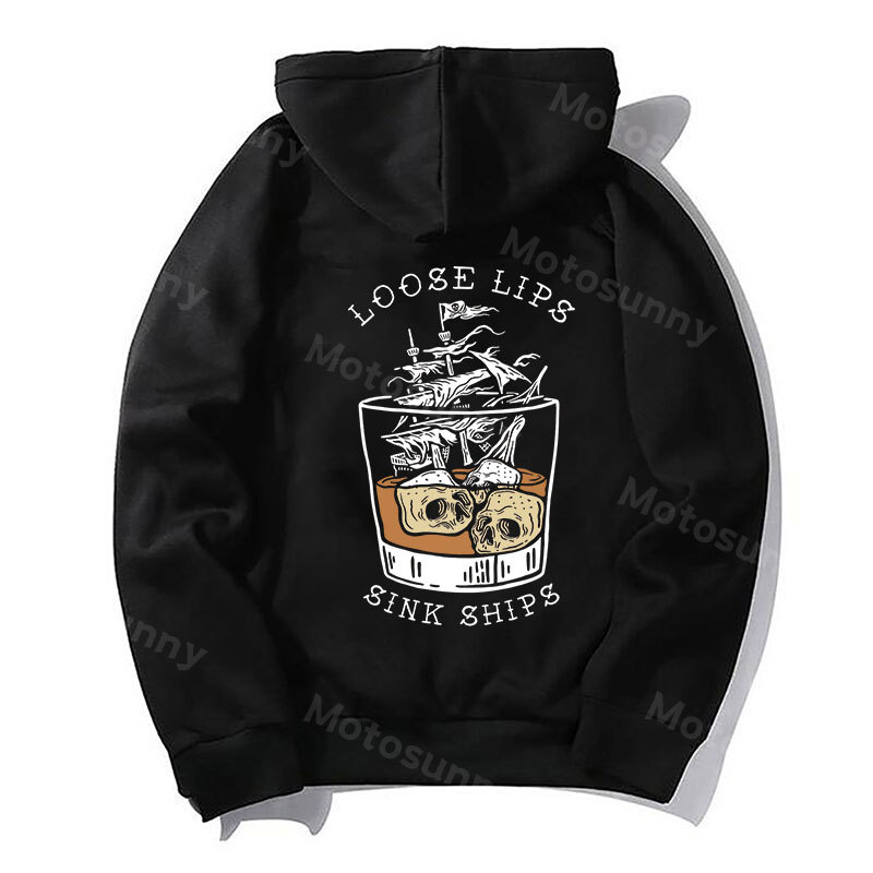 LOOSE LIPS SINK SHIPS Whisky Casual Black Print Hoodie