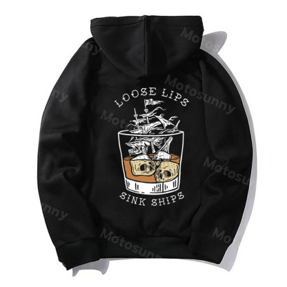 LOOSE LIPS SINK SHIPS Whisky Casual Black Print Hoodie