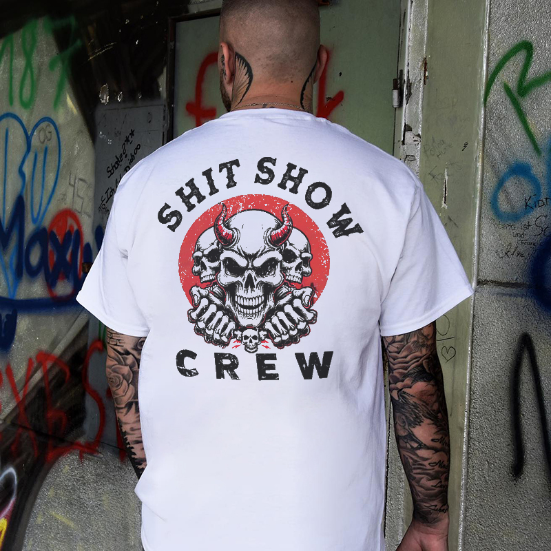 SHIT SHOW CREW Devil Skeleton Print Men's T-shirt