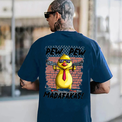 PEW PEW MADAFAKAS Duck Black Print T-shirt