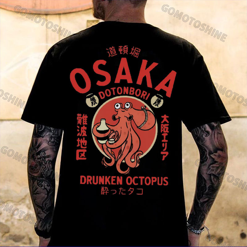 OSAKA DOTONBORI Drunken Octopus Japanese Print Men's T-Shirt