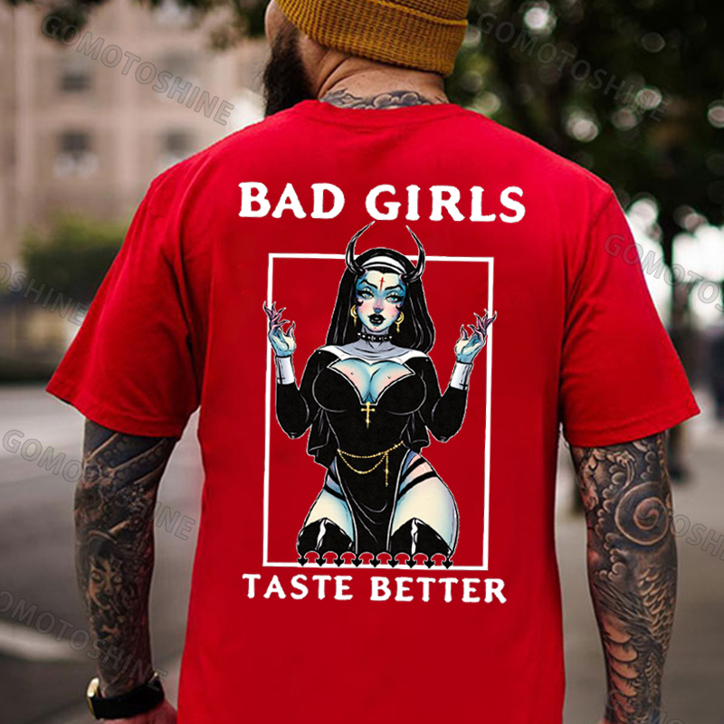 BAD GIRLS TASTE BETTER Sexy Devil Nun Print Men's T-Shirt