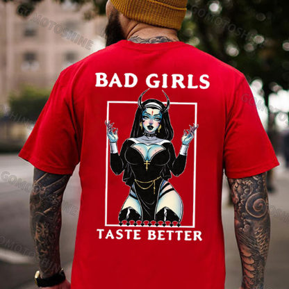 BAD GIRLS TASTE BETTER Sexy Devil Nun Print Men's T-Shirt