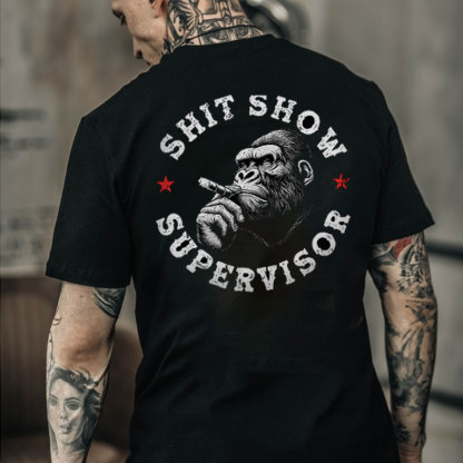 SHIT SHOW SUPERVISOR Chimpanzee Black Print T-shirt