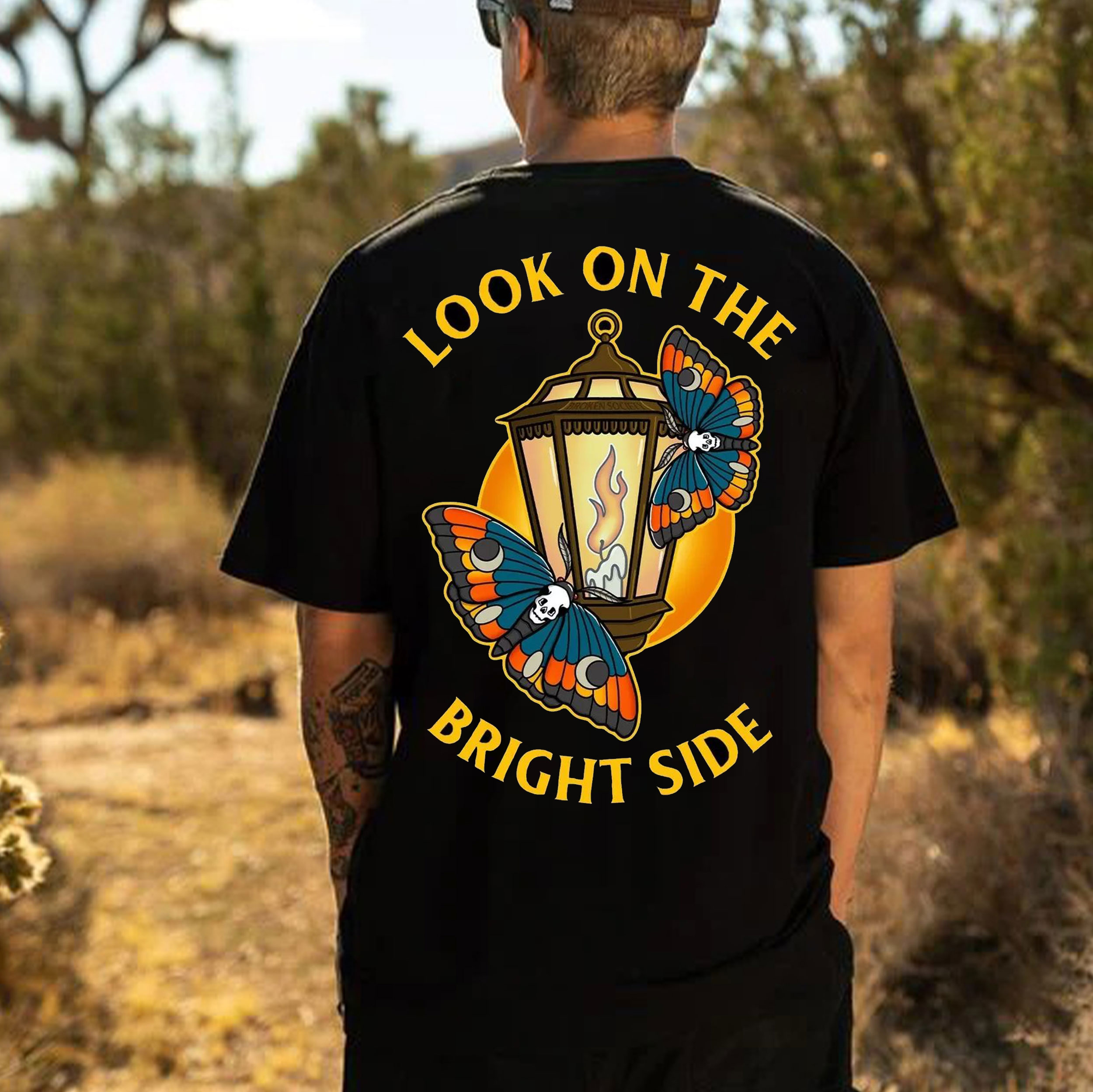 LOOK ON THE BRIGHT SIDE Black Print T-Shirt